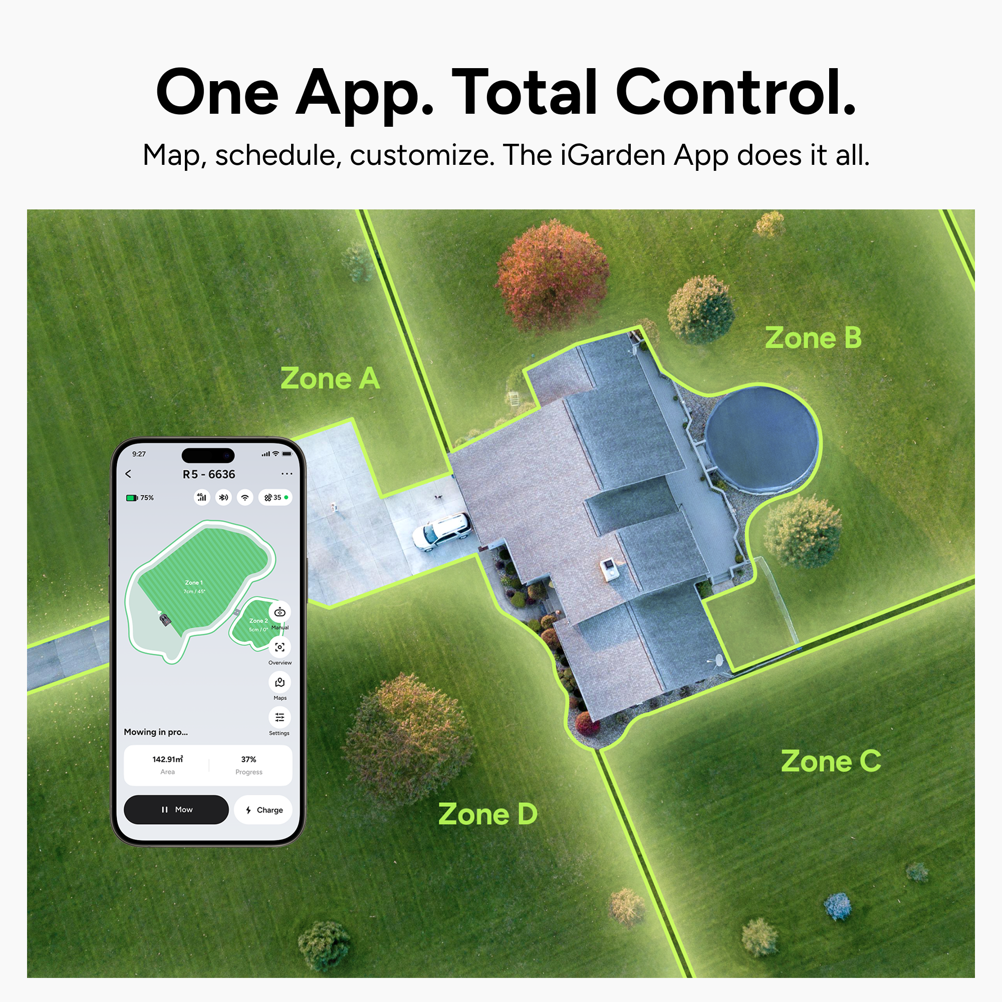 iGarden Robotic Lawn Mower R Series APP Control