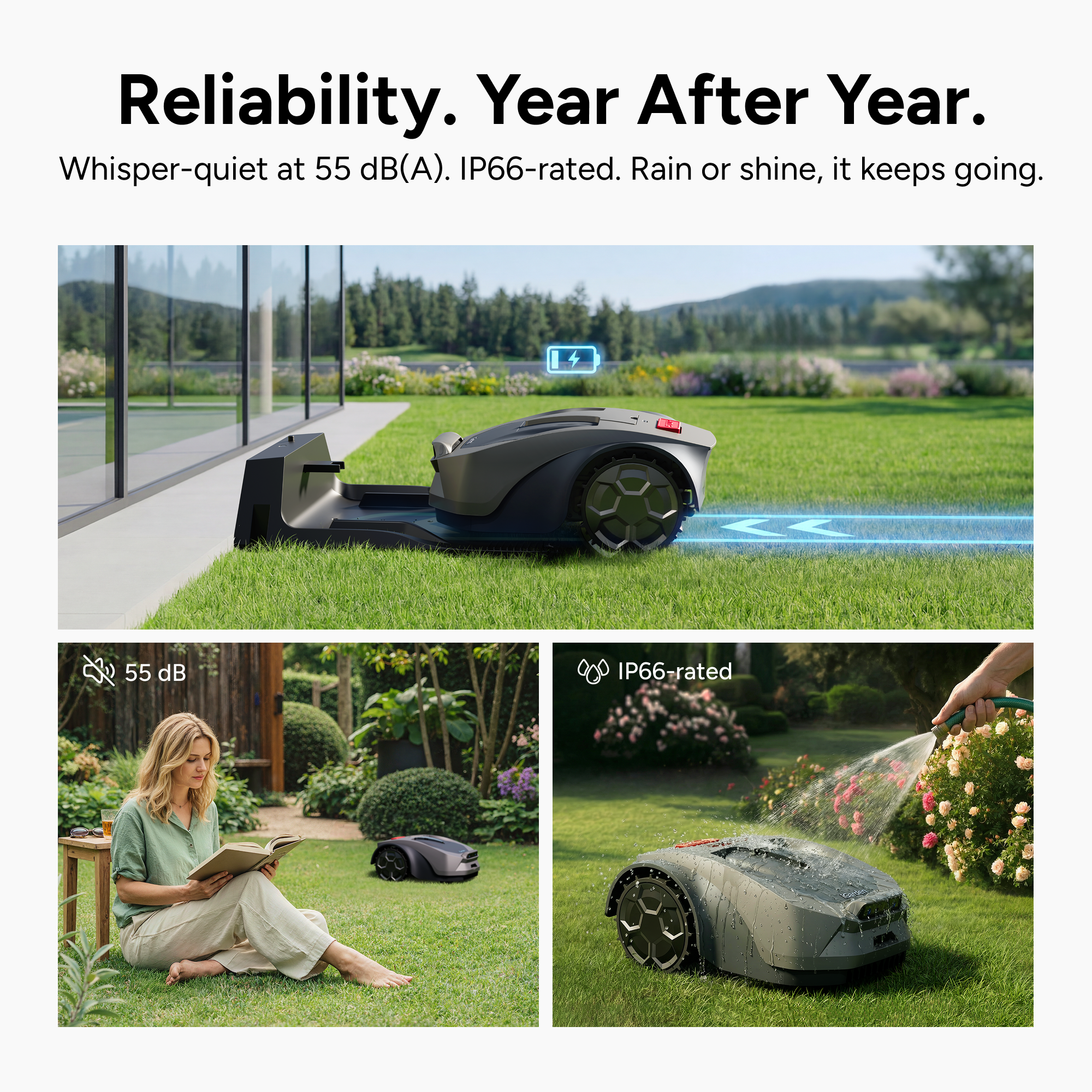 iGarden Robotic Lawn Mower R Series 55dB IP66-rated